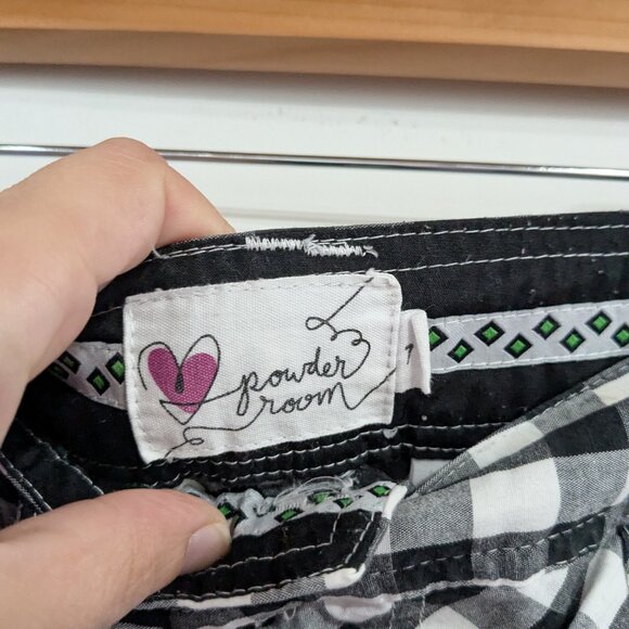 Powder Room Cotton Gingham Shorts Black White Size 7 - Picture 2 of 3